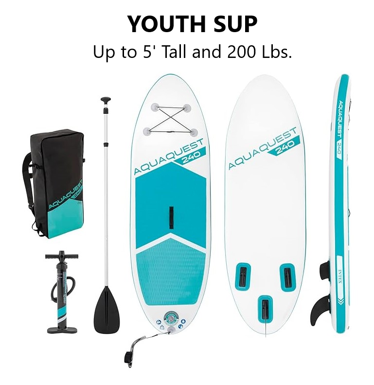 8' AquaQuest® 240 Inflatable Paddle Board Package